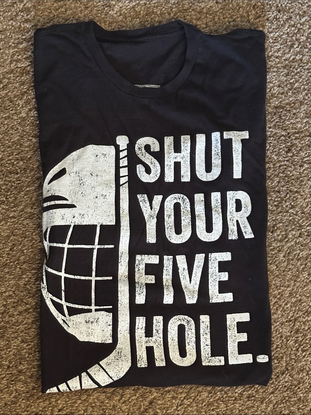 Gildan Black Crewneck Graphic Tee with Shut Your Five Hole